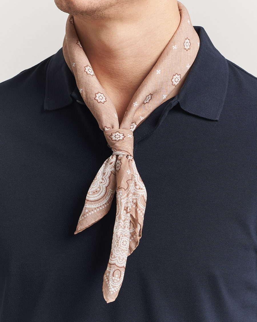 Herren | Tücher | Amanda Christensen | Cotton Voilé Printed Medallion Bandana Sand