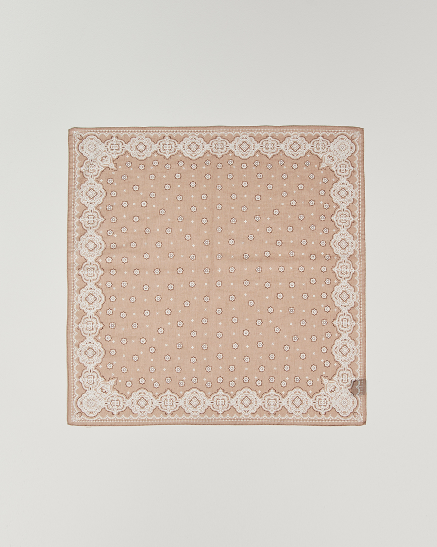 Herren | Tücher | Amanda Christensen | Cotton Voilé Printed Medallion Bandana Sand