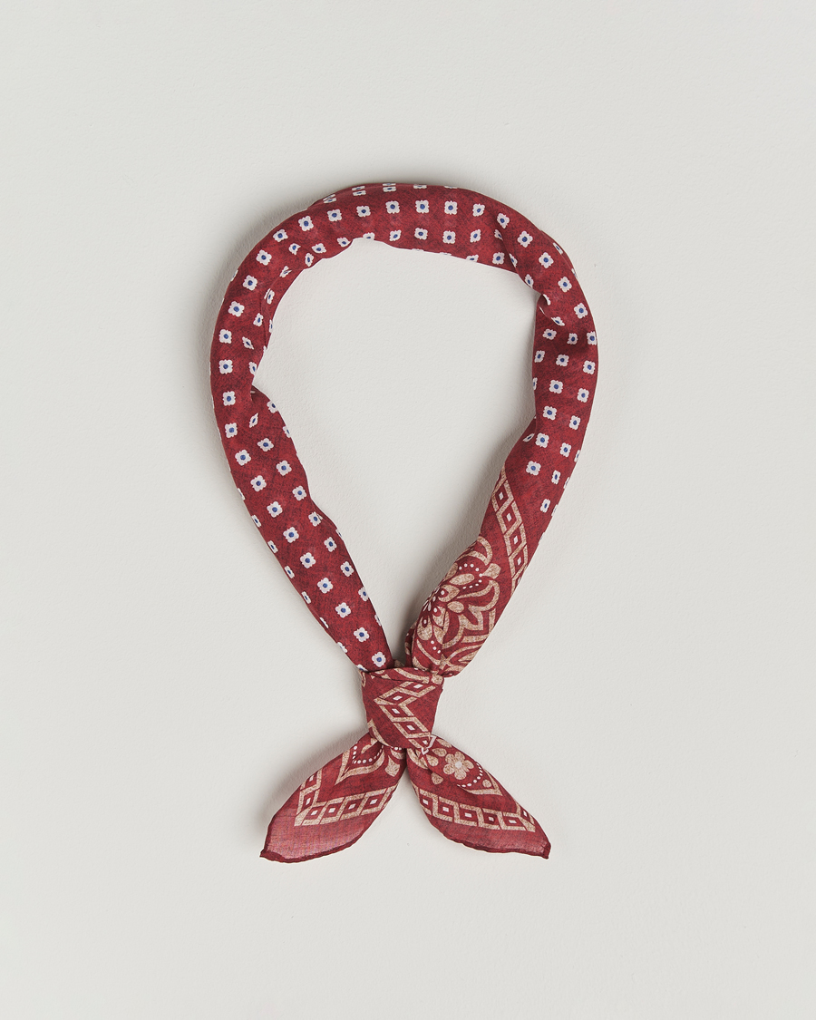 Herren | Tücher | Amanda Christensen | Cotton Voilé Printed Flower Bandana Bordeaux