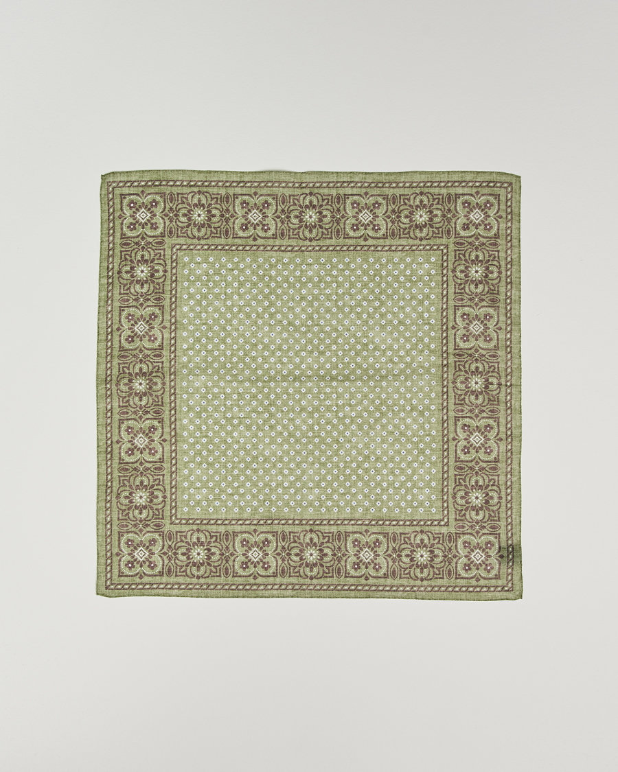 Herren | Tücher | Amanda Christensen | Cotton Voilé Printed Flower Bandana Green