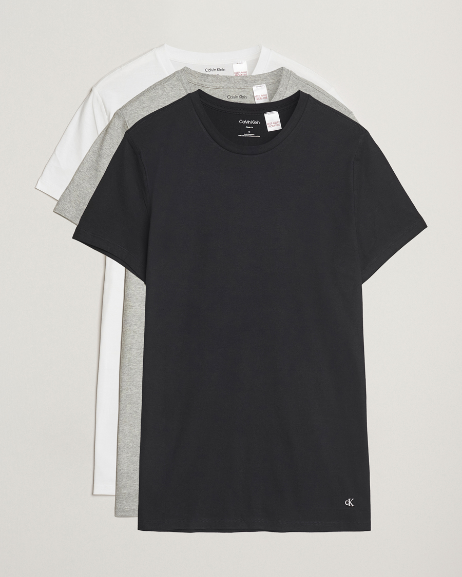 Herren | T-Shirts | Calvin Klein | 3-Pack Cotton Crew Neck T-Shirt White/Black/Grey