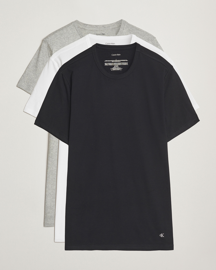 Herren | T-Shirts | Calvin Klein | 3-Pack Cotton Stretch Crew Neck T-Shirt White/Black/Grey