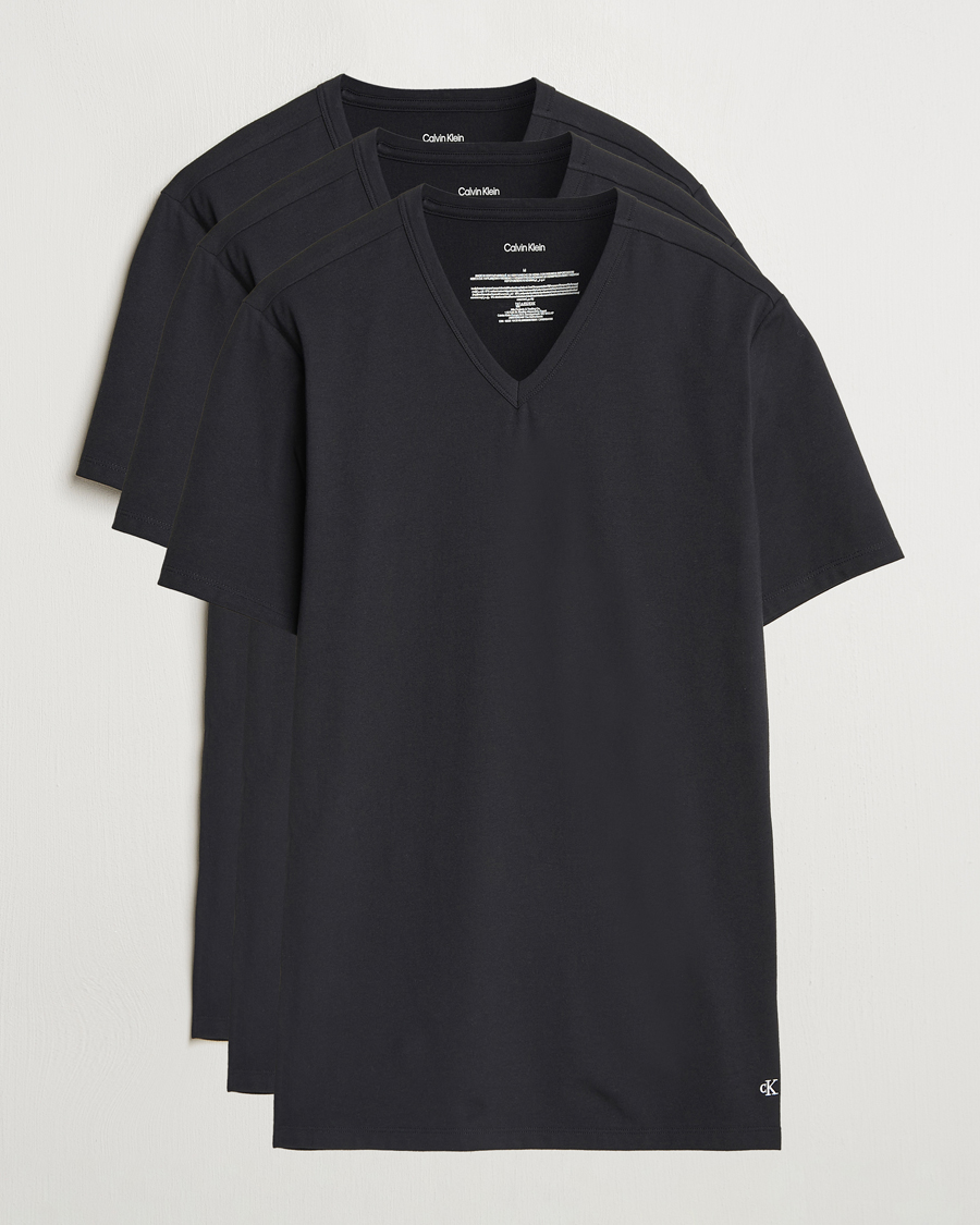 Herren | T-Shirts | Calvin Klein | 3-Pack Cotton Stretch V-Neck T-Shirt Black