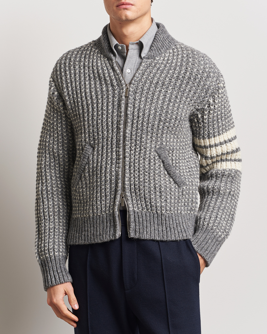 Thom Browne Irish Wool Bomber Jacket Medium Grey