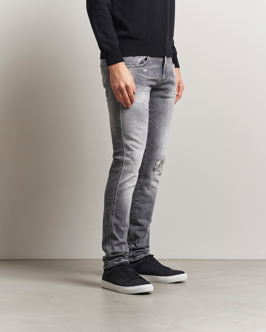 Herren | Jeans | Replay | Anbass Powerstretch Distressed Jeans Washed Grey