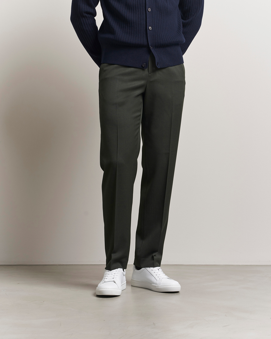 Herren | Hosen | Filippa K | Tailored Twill Drawstring Trousers Green Melange