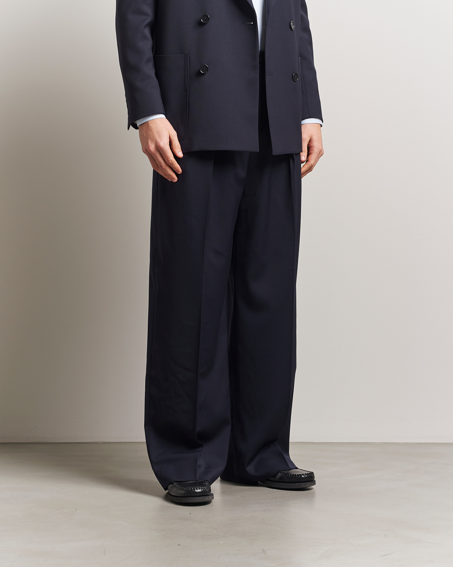 Herren | Hosen | Filippa K | Wide Wool Trousers Navy