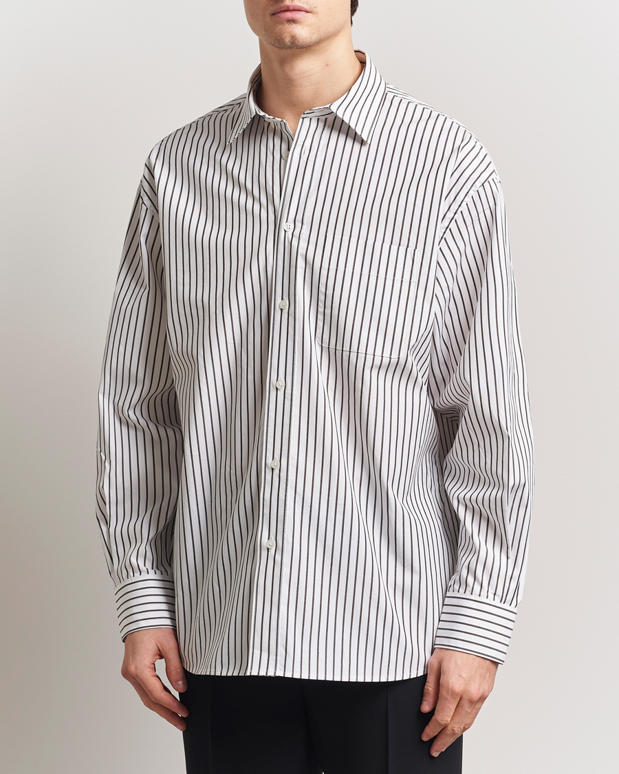 Herren | Hemden | Filippa K | Striped Cotton Poplin Shirt Coffee/White