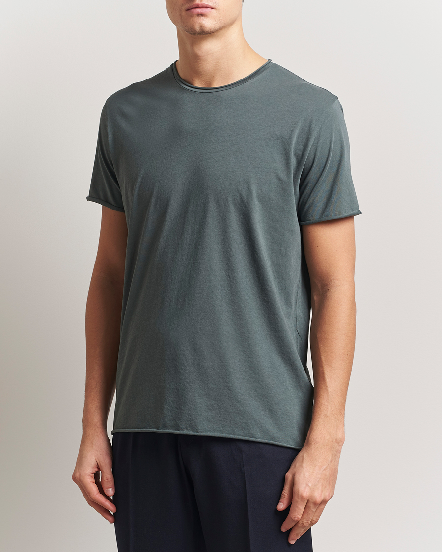 Herren | T-Shirts | Filippa K | Roll Neck Crew Neck T-Shirt Green Grey