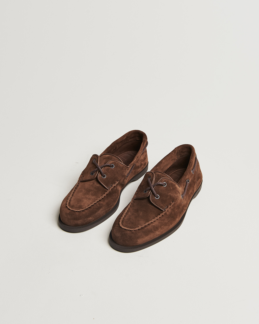 Herren | Segelschuhe | John Lobb | Foil Boat Shoes Dark Brown