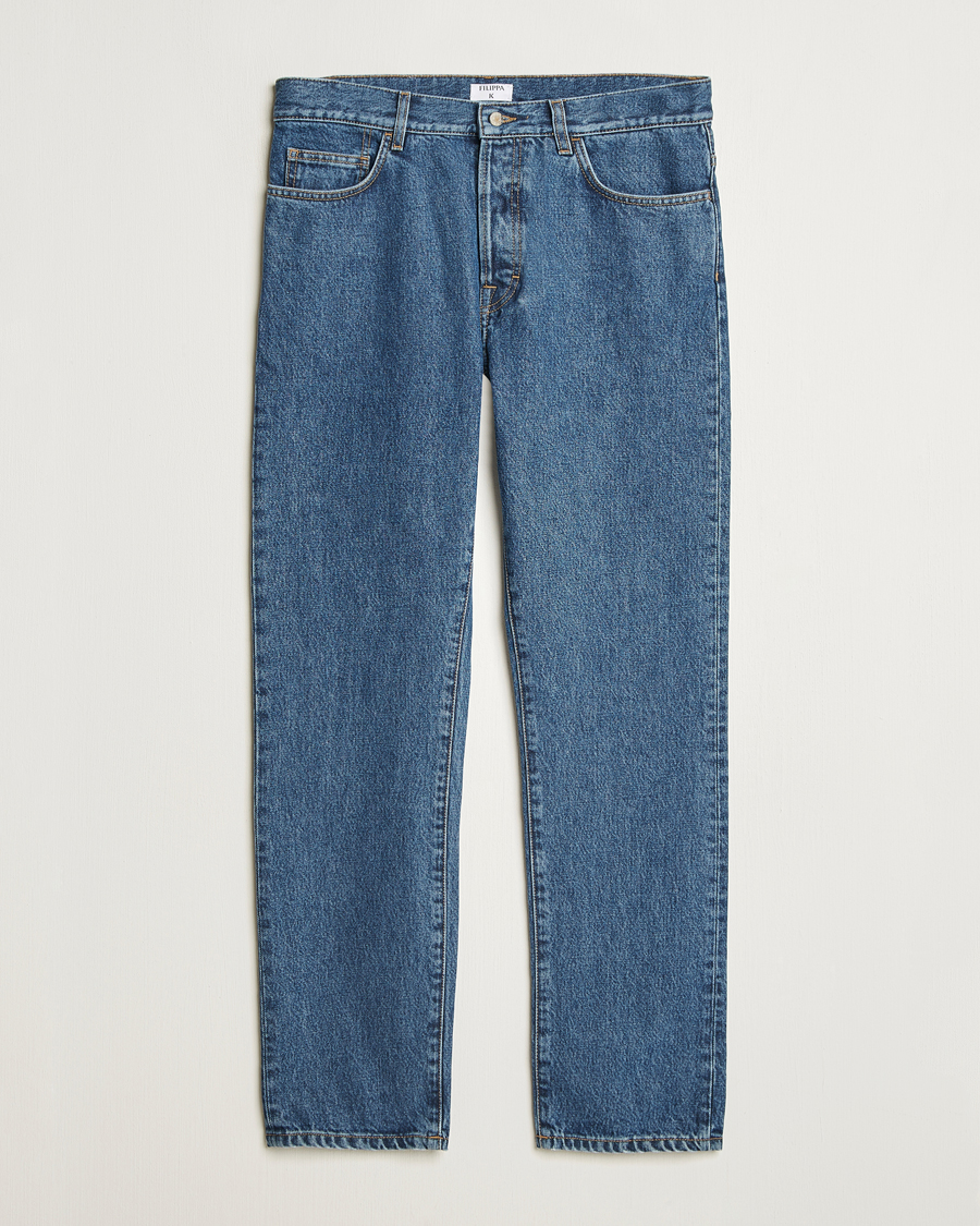 Herren | Jeans | Filippa K | Tapered Cropped Jeans Washed Mid Blue