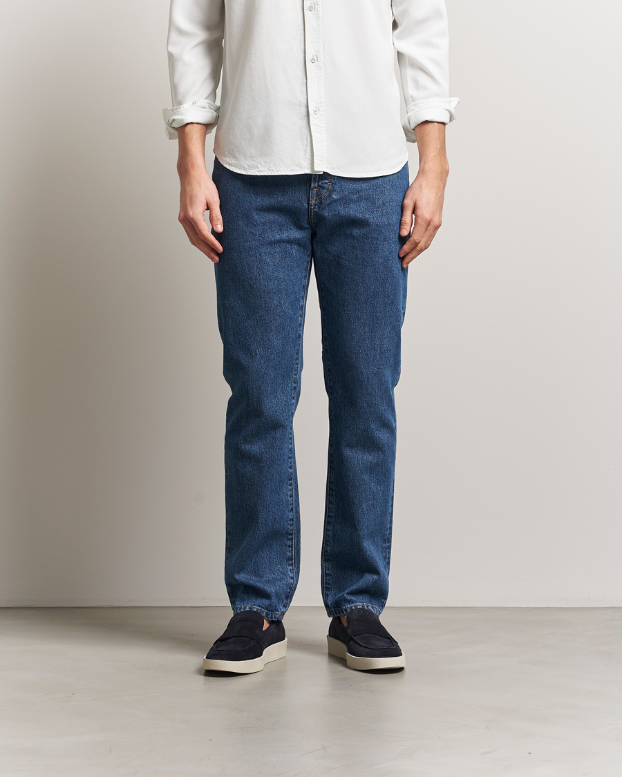 Herren | Jeans | Filippa K | Tapered Cropped Jeans Washed Mid Blue