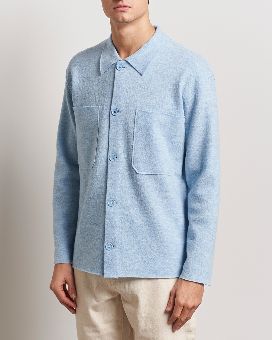 Herren | Pullover | NN07 | Jonas Boiled Wool Cardigan Powder Blue