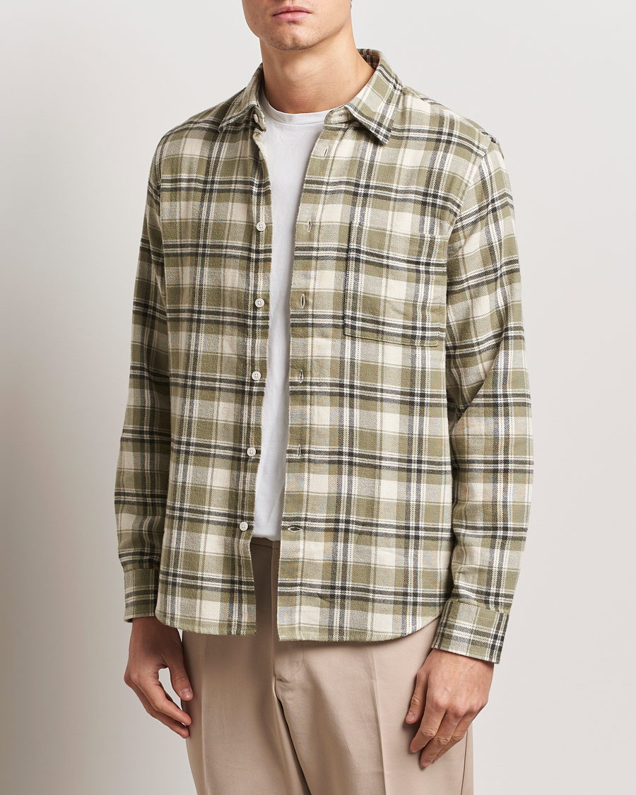 Herren | Hemden | NN07 | Arne Brushed Cotton Checked Shirt Green/Beige