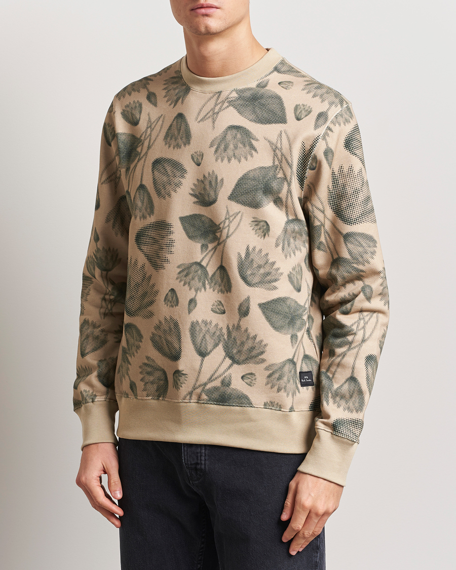 Herren | Pullover | PS Paul Smith | Flower Printed Crew Neck Sweatshirt Light Brown