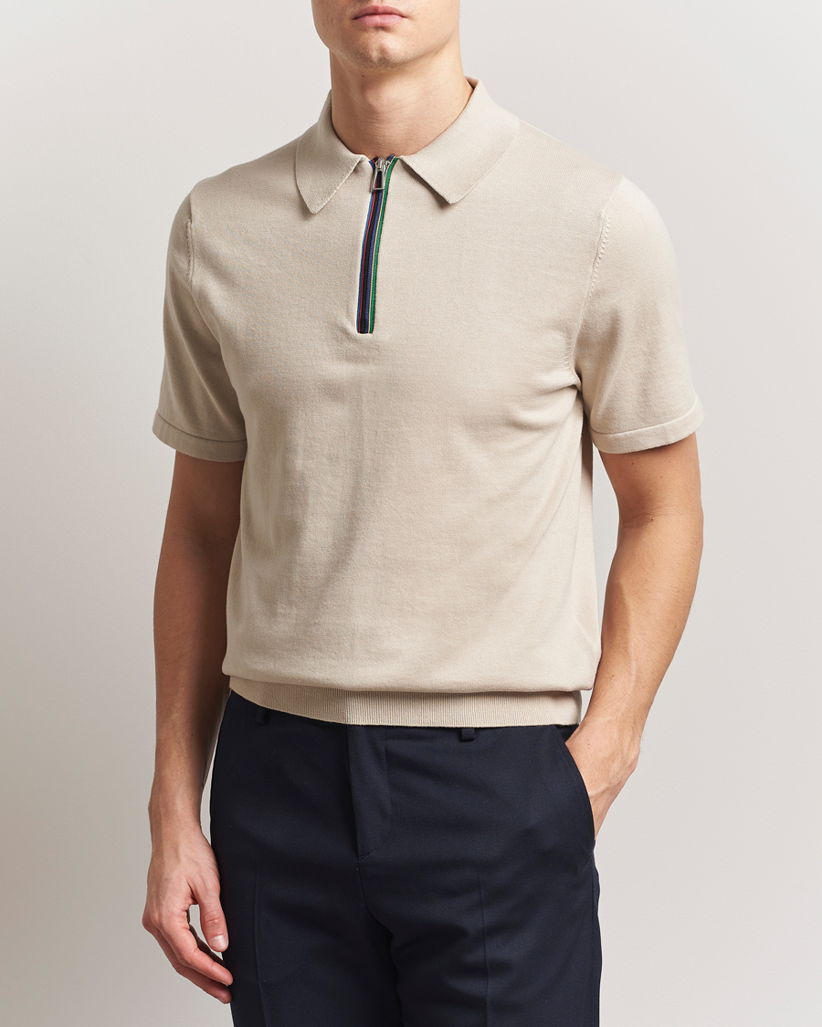 Herren | Poloshirts | PS Paul Smith | Cotton Knitted Half Zip Polo Off White