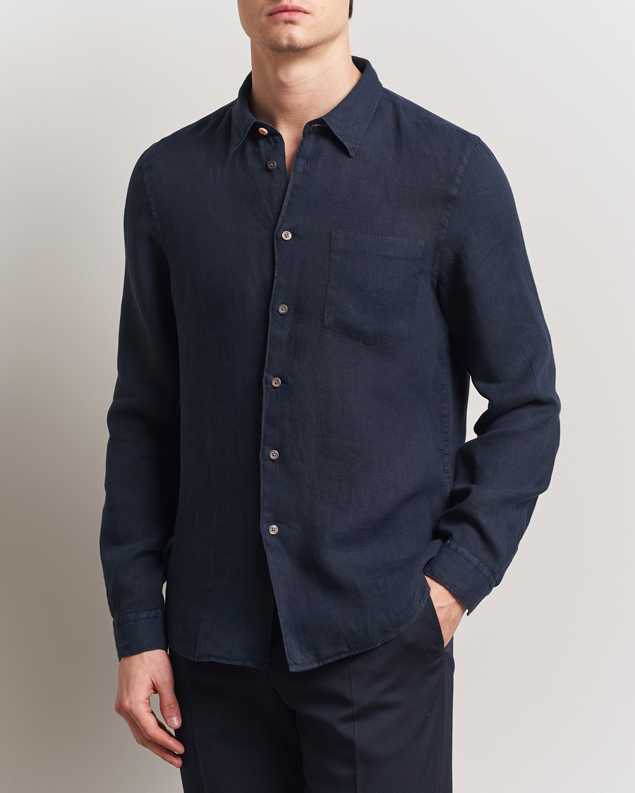 Herren | Hemden | PS Paul Smith | Tailored Fit Linen Shirt Navy