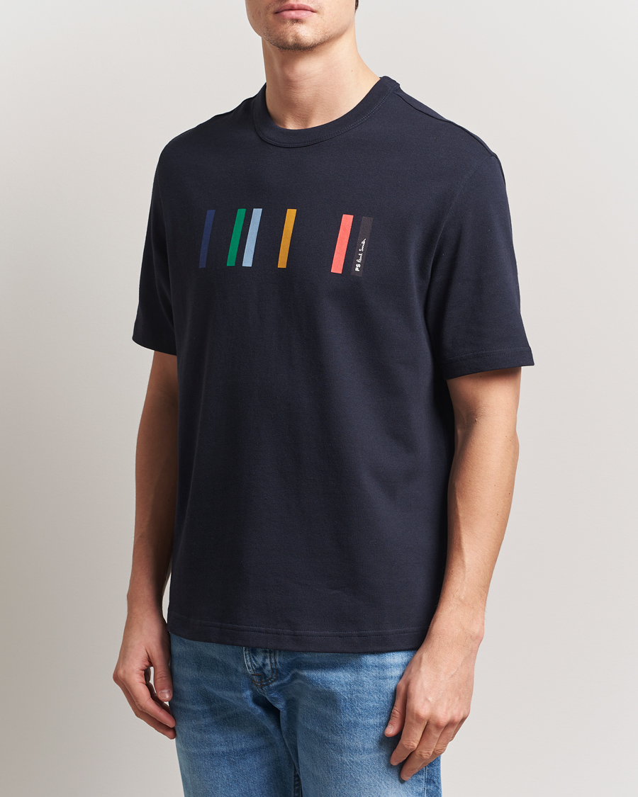Herren | T-Shirts | PS Paul Smith | Stripe Printed T-Shirt Navy
