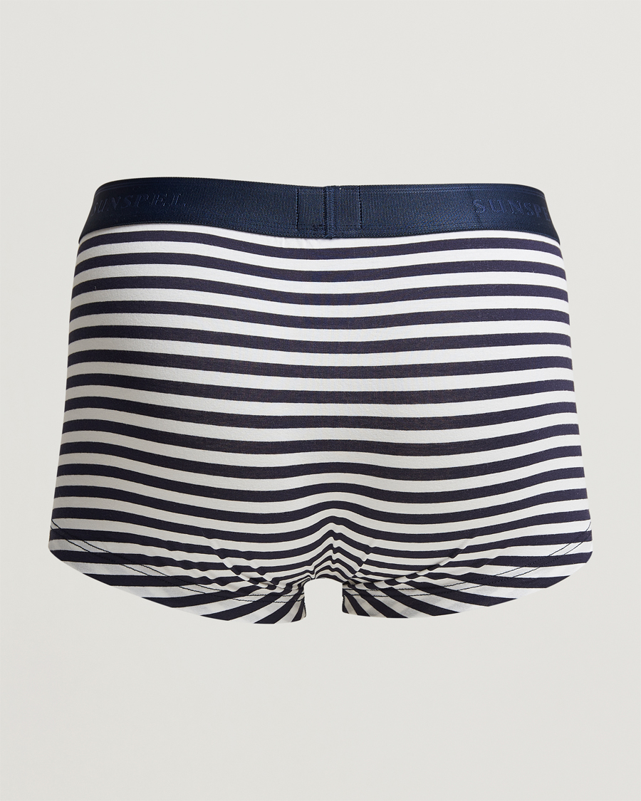 Herren | Unterwäsche | Sunspel | 2-Pack Cotton Stretch Trunk Navy/English Stripe