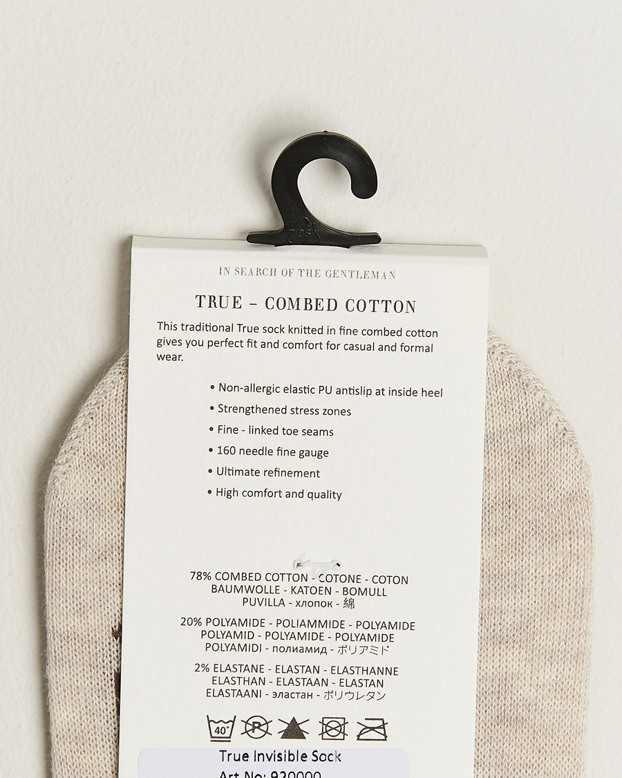 Herren | Unterwäsche | Amanda Christensen | 3-Pack True Cotton Invisible Socks Sand Melange