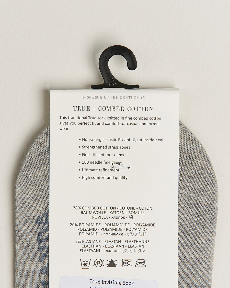 Herren | Unterwäsche | Amanda Christensen | 3-Pack True Cotton Invisible Socks Light Grey Melange