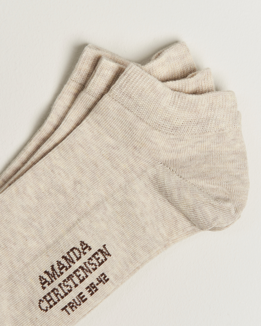Herren | Unterwäsche | Amanda Christensen | 3-Pack True Cotton Sneaker Socks Sand Melange