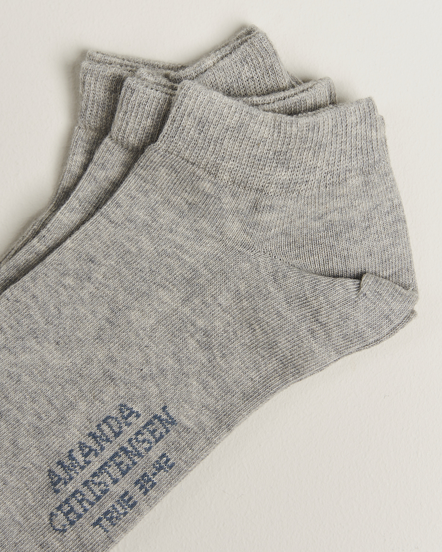 Herren | Unterwäsche | Amanda Christensen | 3-Pack True Cotton Sneaker Socks Light Grey Melange