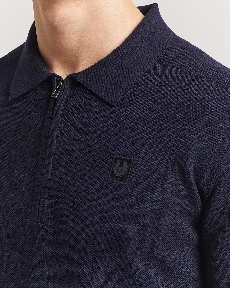 Herren | Pullover | Belstaff | Drift Knitted Zip Polo Navy