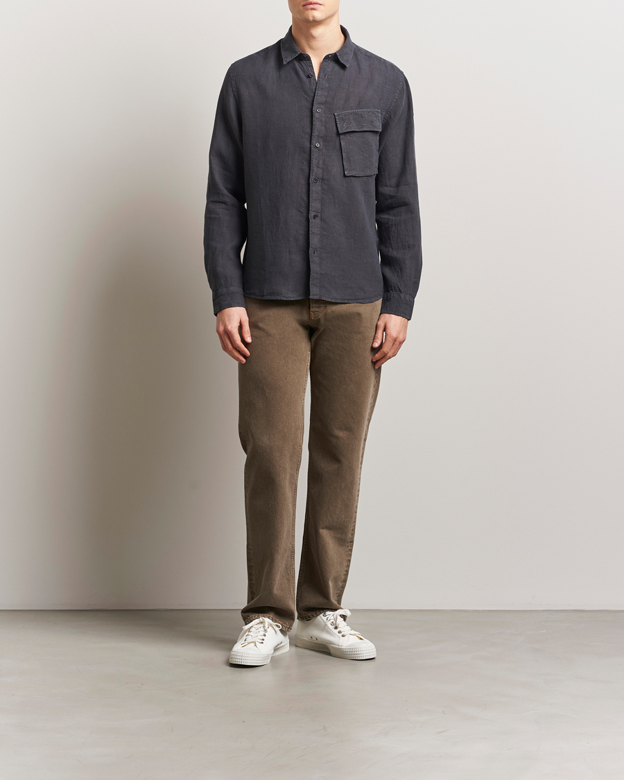 Herren | Hemden | Belstaff | Scale Linen Shirt Washed Black