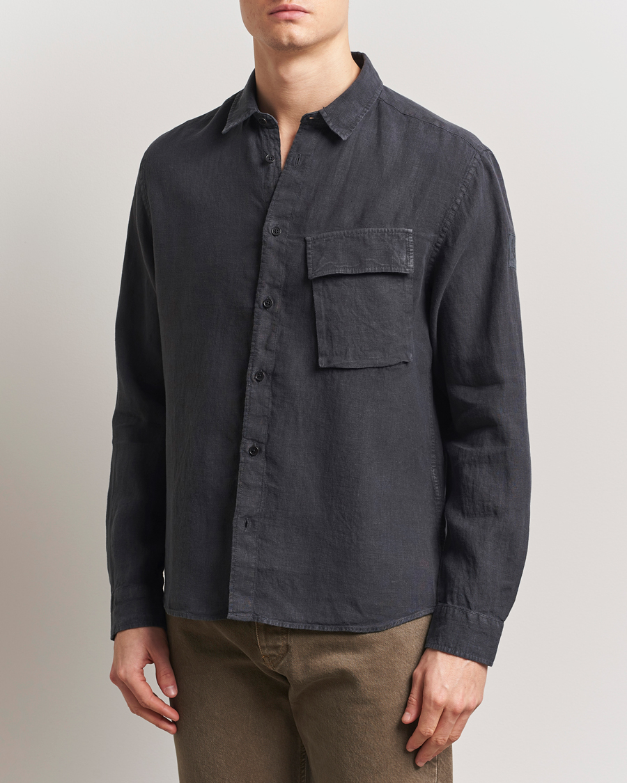 Herren | Hemden | Belstaff | Scale Linen Shirt Washed Black