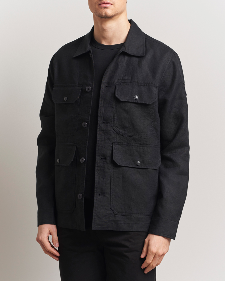Herren | Hemden | Belstaff | Forge Linen Overshirt Washed Black