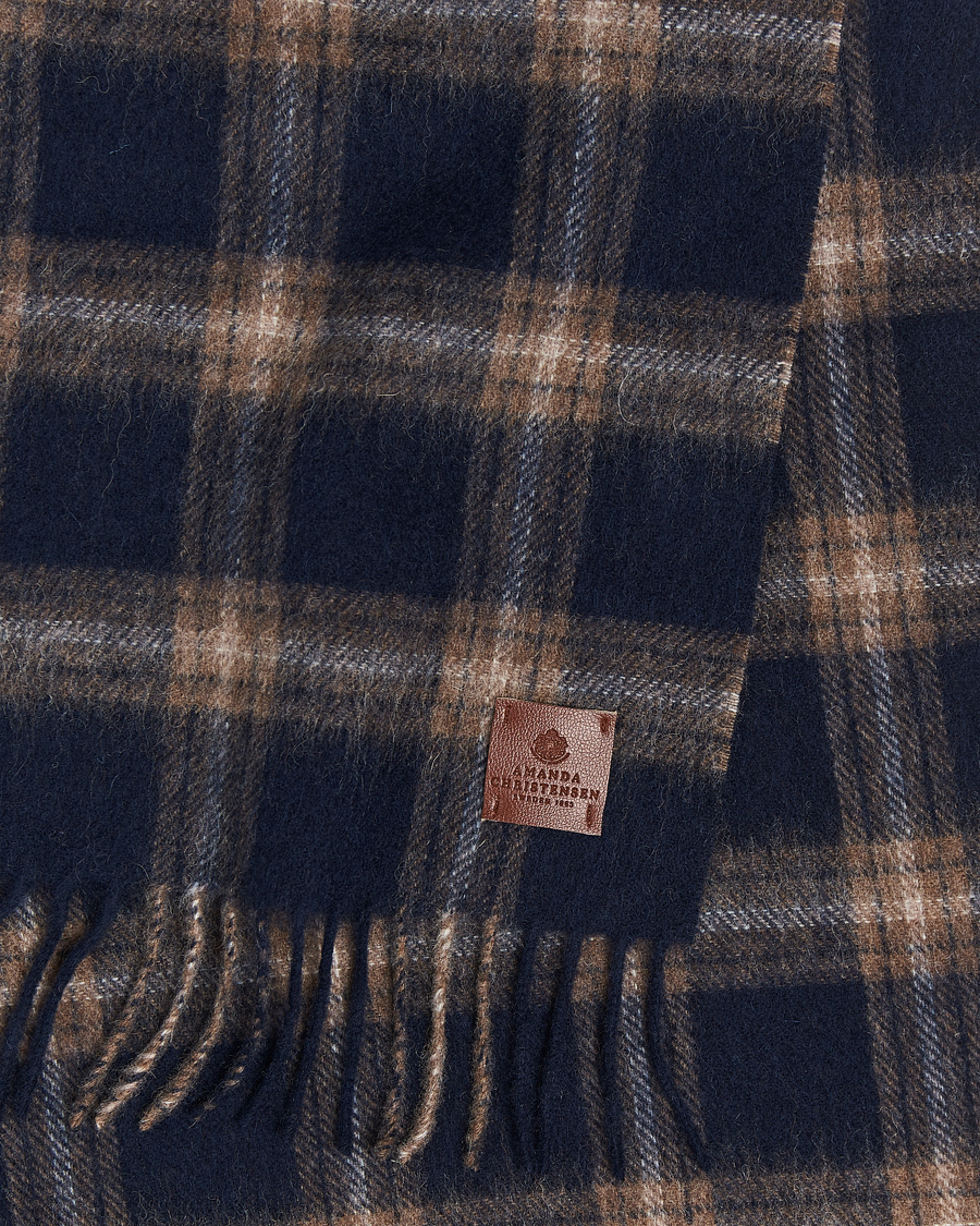 Herren | Amanda Christensen Wool Checked Scarf Navy Melange | Amanda Christensen | Wool Checked Scarf Navy Melange