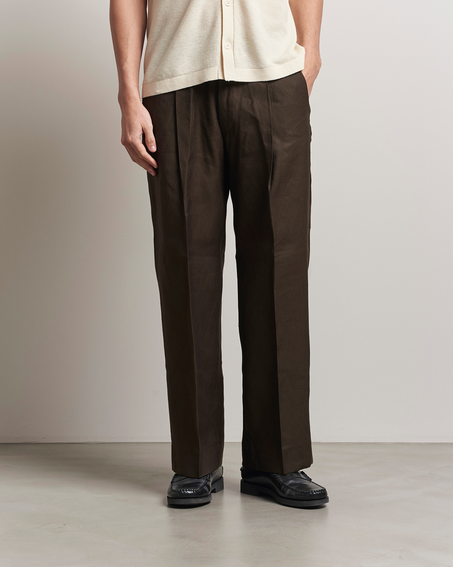 Herren | Hosen | NN07 | Kay Linen/Viscose Drawstring Trousers Demitasse Brown