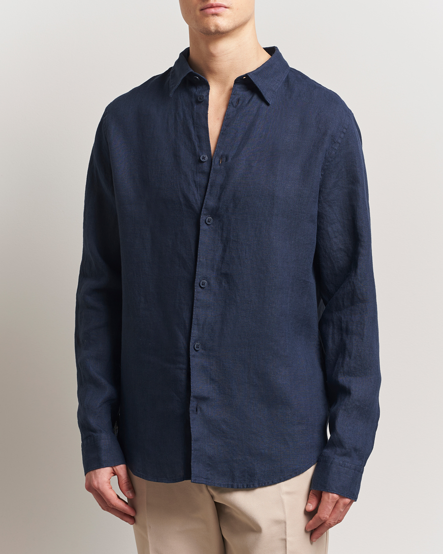 Herren | Hemden | NN07 | Enzo Linen Shirt Navy Blue