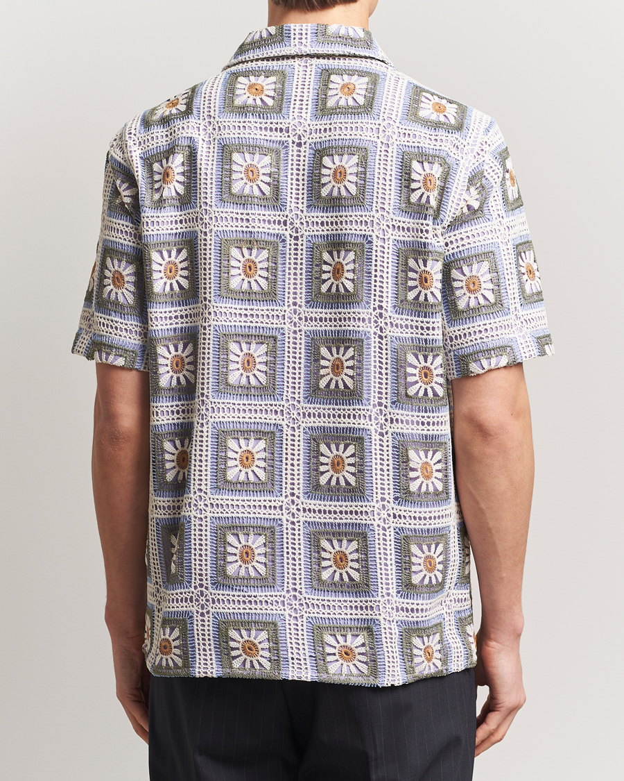 Herren | Hemden | NN07 | Julio Crochet Flower Short Sleeve Shirt Violette Multi