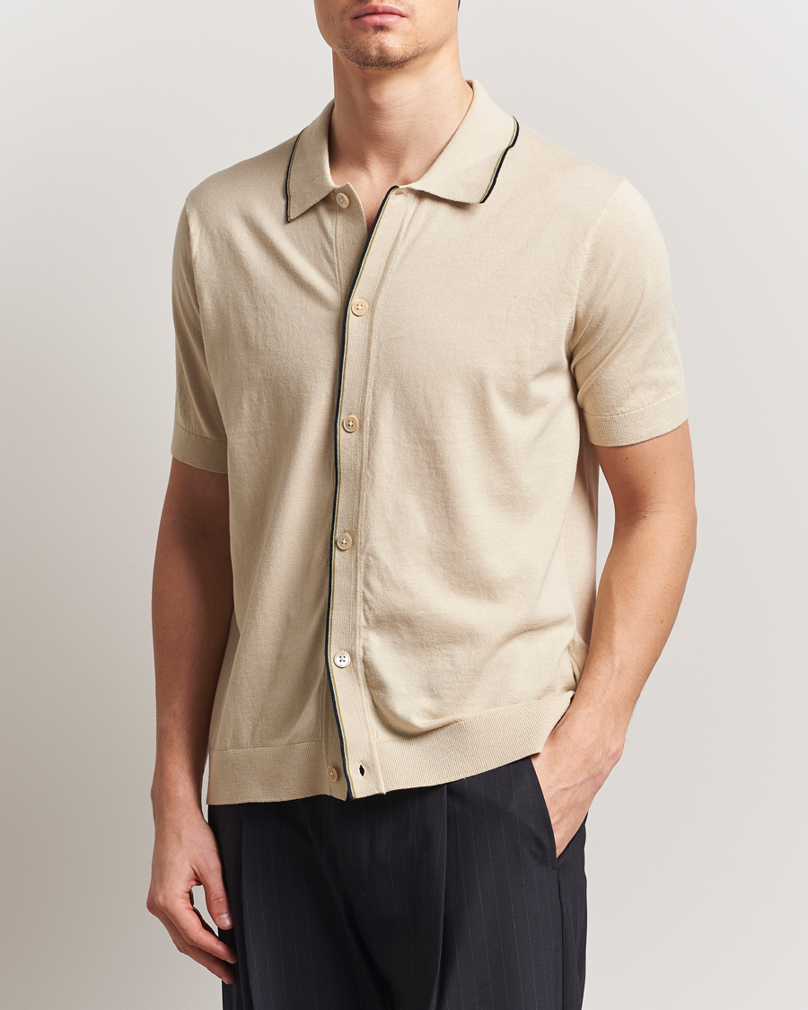 Herren | Hemden | NN07 | Nolan Paspoal Knitted Short Sleeve Shirt Ecru