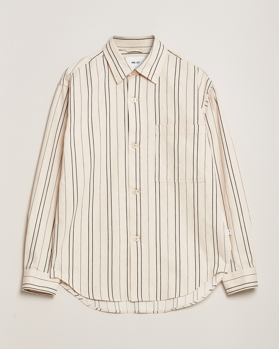 Herren | Hemden | NN07 | Adwin Striped Overshirt Ecru/Black