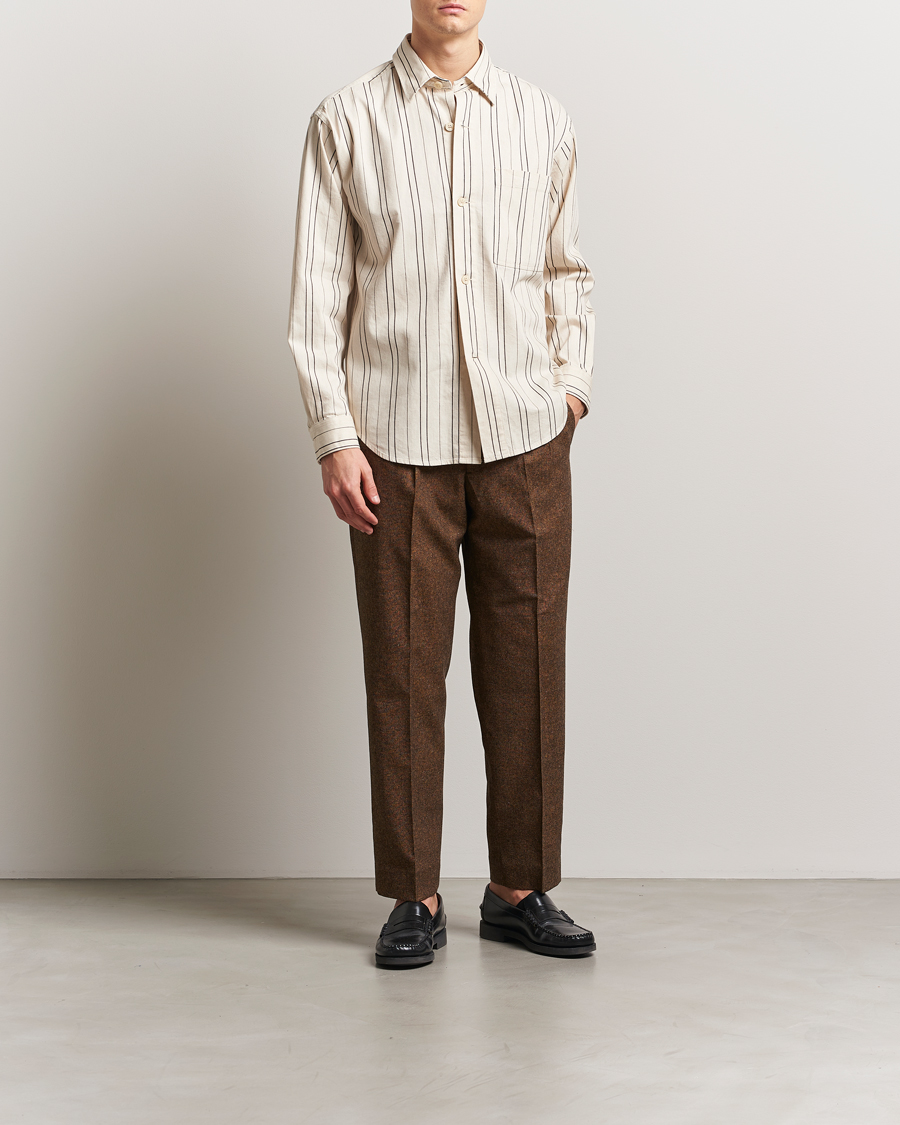 Herren | Hemden | NN07 | Adwin Striped Overshirt Ecru/Black