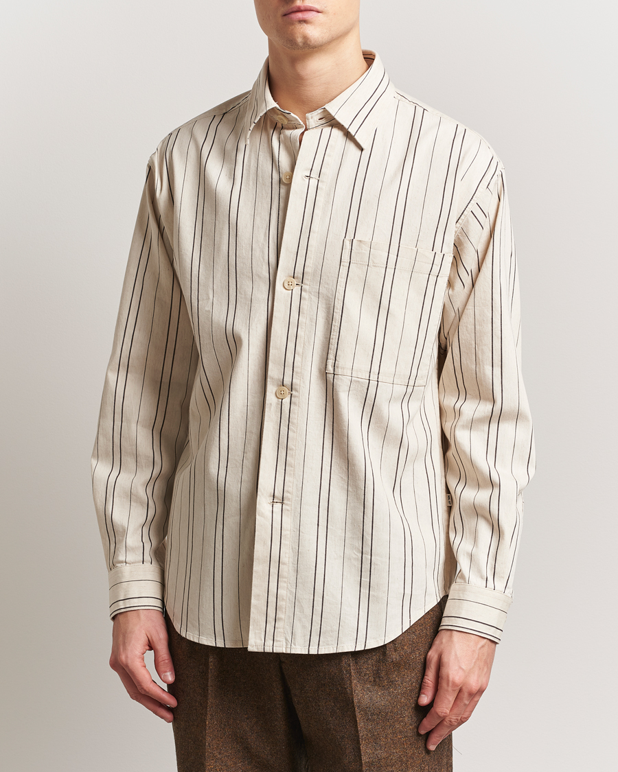 Herren | Hemden | NN07 | Adwin Striped Overshirt Ecru/Black
