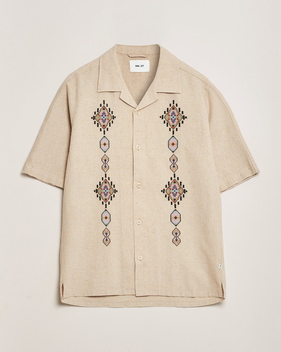 Herren | Hemden | NN07 | Ole Printed Short Sleeve Shirt Oat