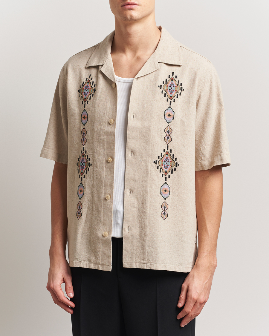 Herren | Hemden | NN07 | Ole Printed Short Sleeve Shirt Oat