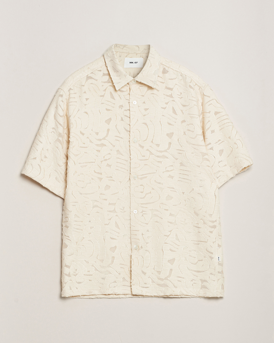 Herren | Hemden | NN07 | Freddy Transparent Knitted Short Sleeve Shirt Ivory