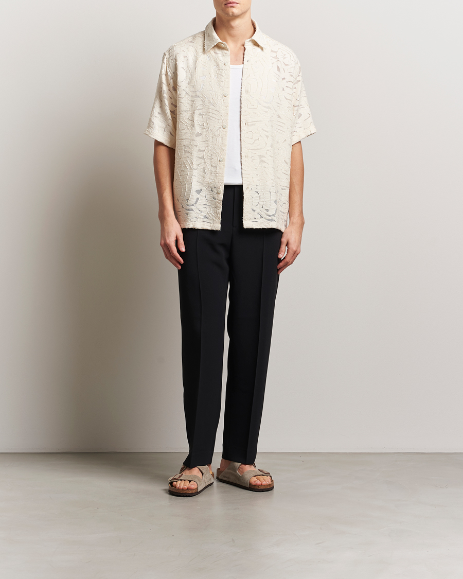 Herren | Hemden | NN07 | Freddy Transparent Knitted Short Sleeve Shirt Ivory