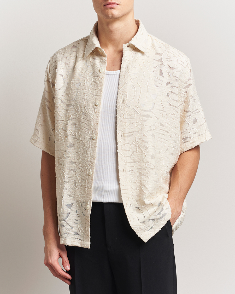 Herren | Hemden | NN07 | Freddy Transparent Knitted Short Sleeve Shirt Ivory