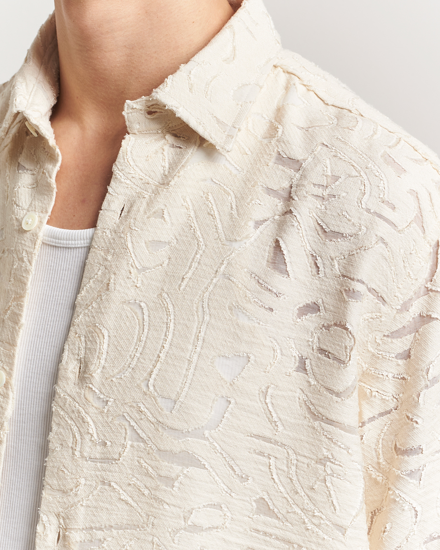 Herren | Hemden | NN07 | Freddy Transparent Knitted Short Sleeve Shirt Ivory
