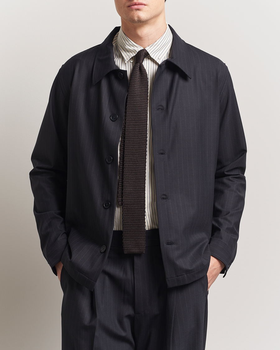 Herren | Hemden | NN07 | Zander Pinstriped Overshirt Navy/White