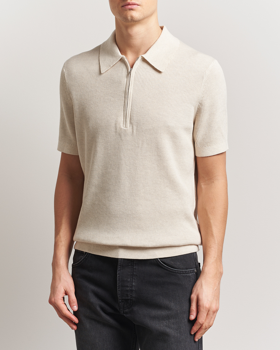 Herren | Poloshirts | NN07 | Hansie Half Zip Knitted Polo Ivory