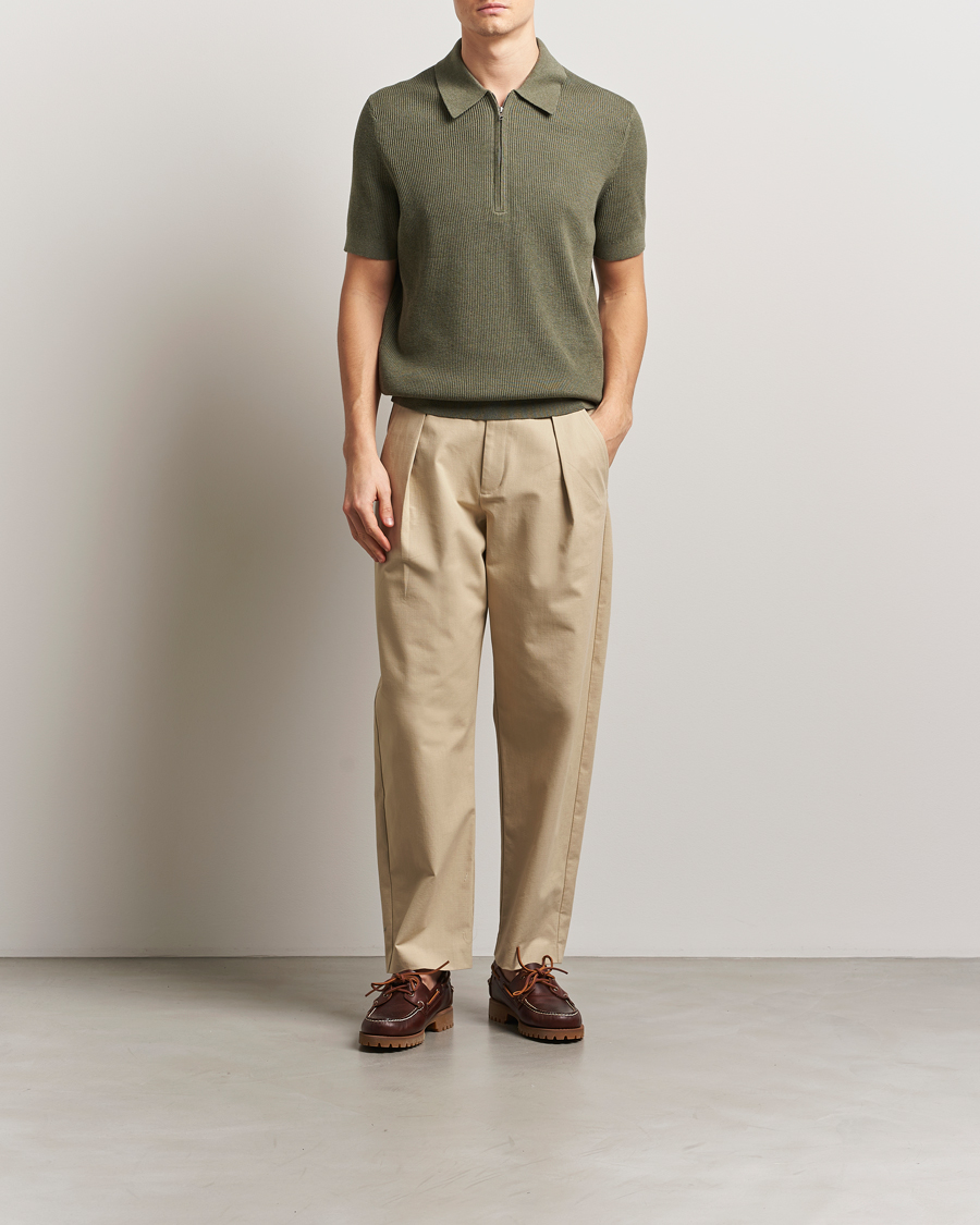 Herren | Poloshirts | NN07 | Hansie Half Zip Knitted Polo Capers Green