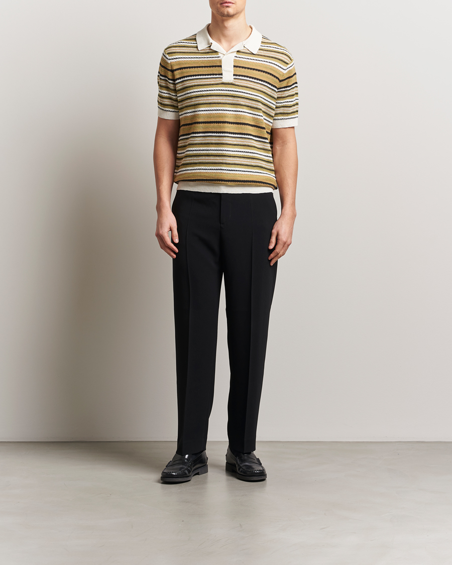 Herren | Poloshirts | NN07 | Noam Striped Knitted Polo Evergreen