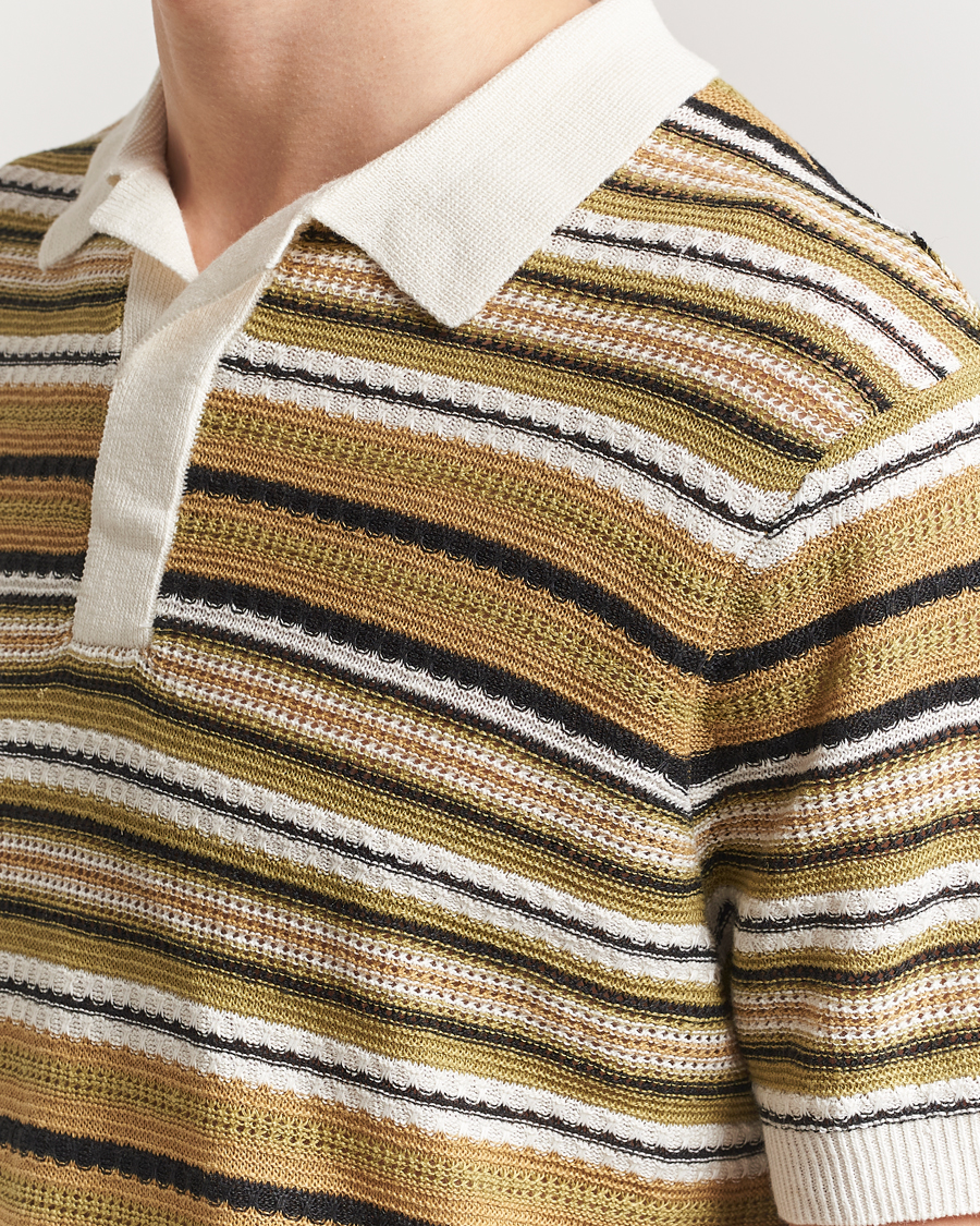Herren | Poloshirts | NN07 | Noam Striped Knitted Polo Evergreen